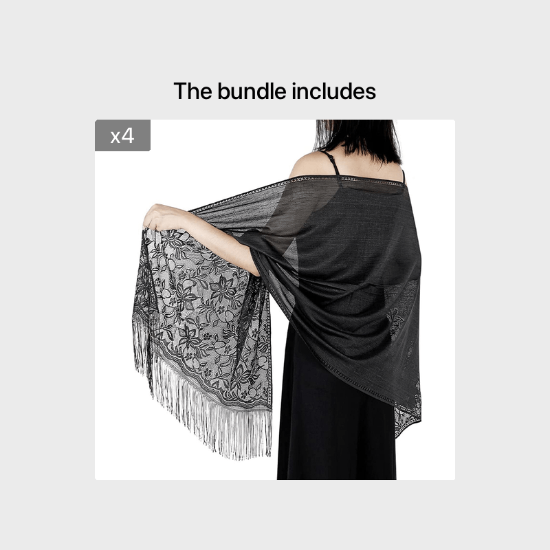 Solid Shawls Wraps For Evening Dresses Lightweight Scarfs For Women With Fringe Floral Lace Scarf For Wedding Party