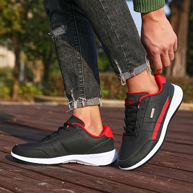 VanWeir Lightweight Men'S Shoes - Navy Blue & White, Stable Lace-Up Sneakers with MD/TPR Sole, Breathable Fabric Lining for Outdoor Sports, Hiking & Casual Wear