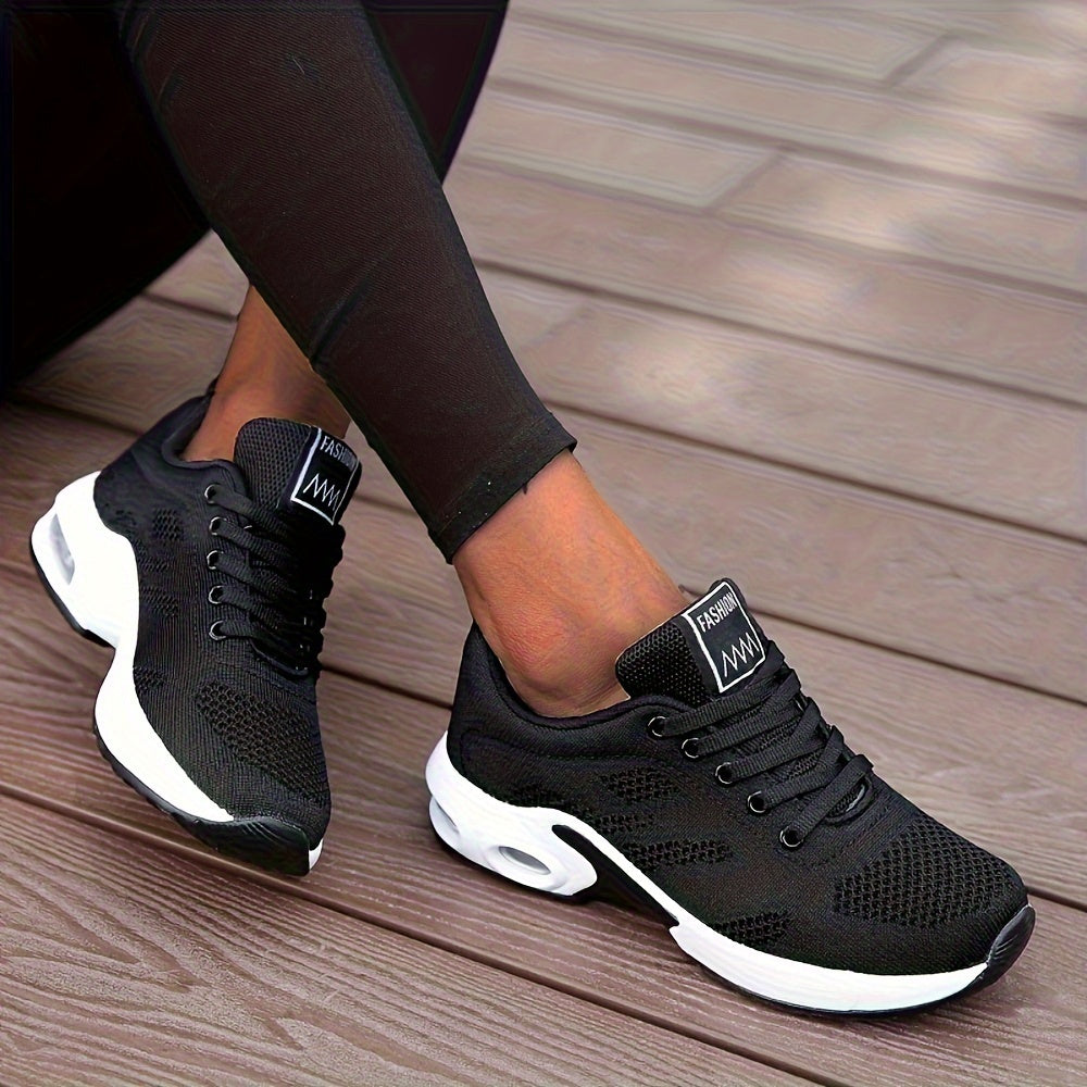 Lightweight Mesh Lace Up Women's Fashion Sneakers, Air Cushion Running Sports Shoes