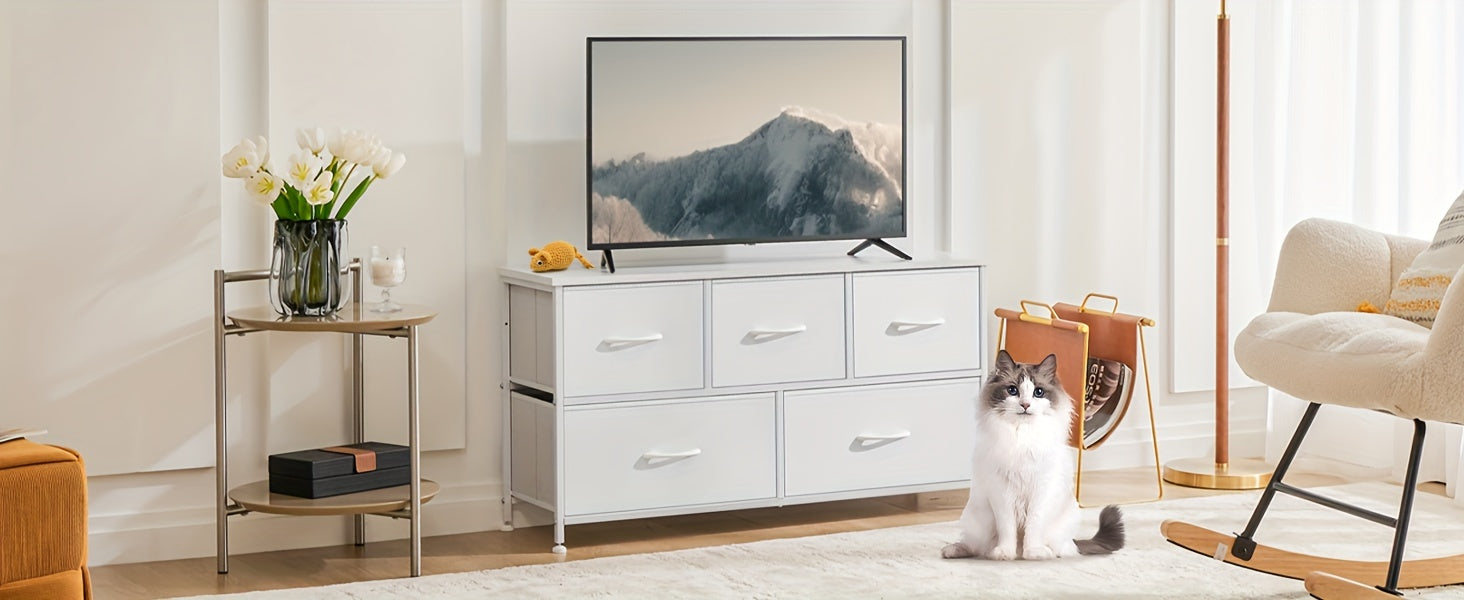5 Drawers Pet Storage Furniture, Fabric Drawer Storage Cabinet for Pet Toys, Cloths, Foods, Storage Chest Organizer Units,