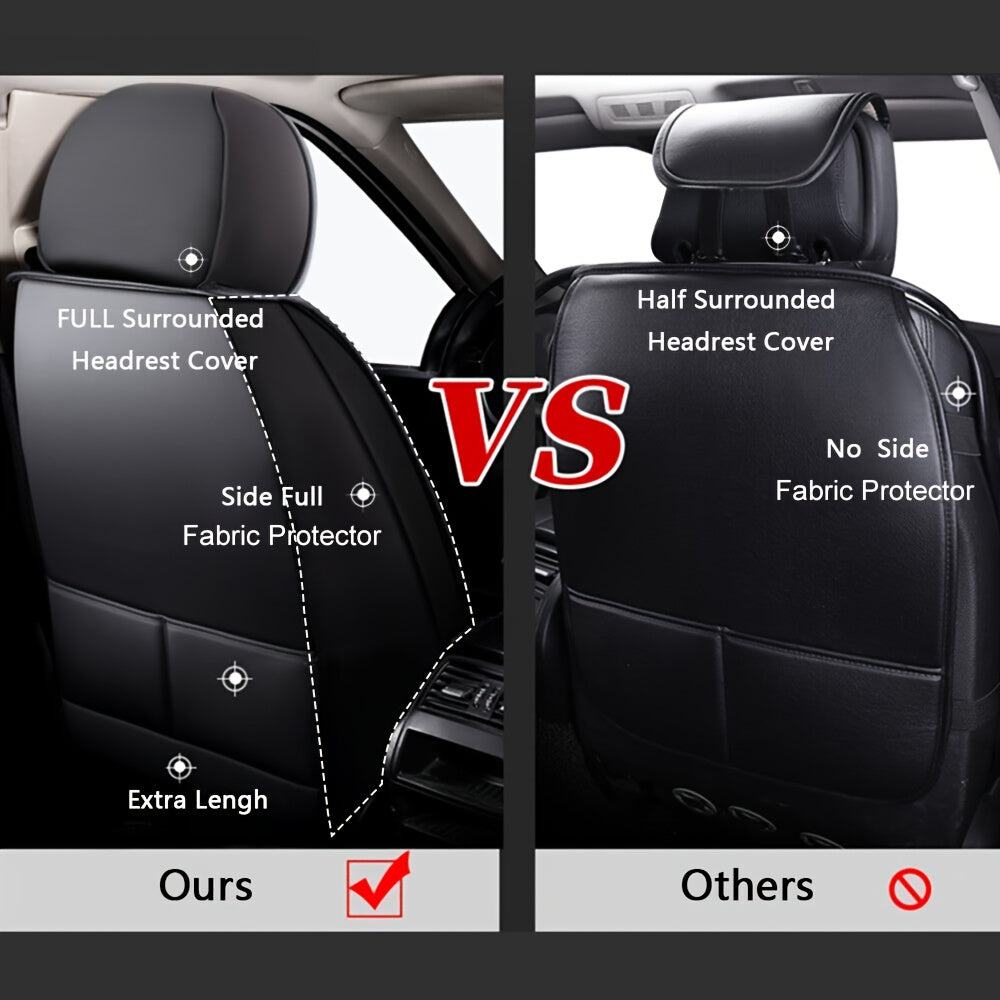 5-Seat Full Set Faux Leather Car Seat Covers - Waterproof All-Weather Protection,