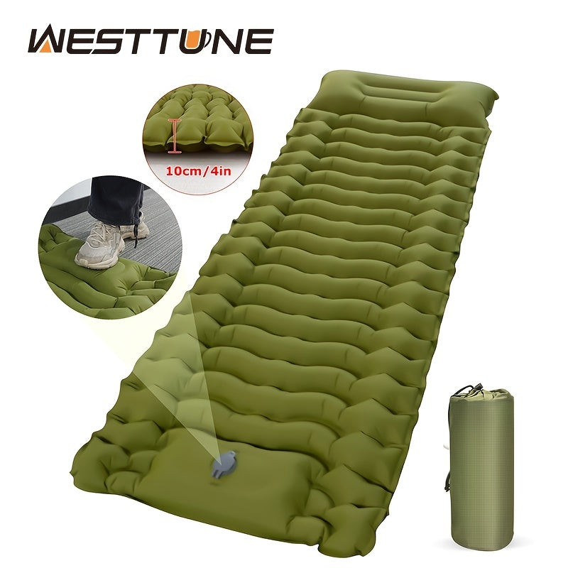 WESTTUNE Ultra-Comfort Camping Mattress - Thick, Lightweight Inflatable Sleeping Pad with Built-In Pillow & Pump for Hiking and Backpacking, WESTTUNE
