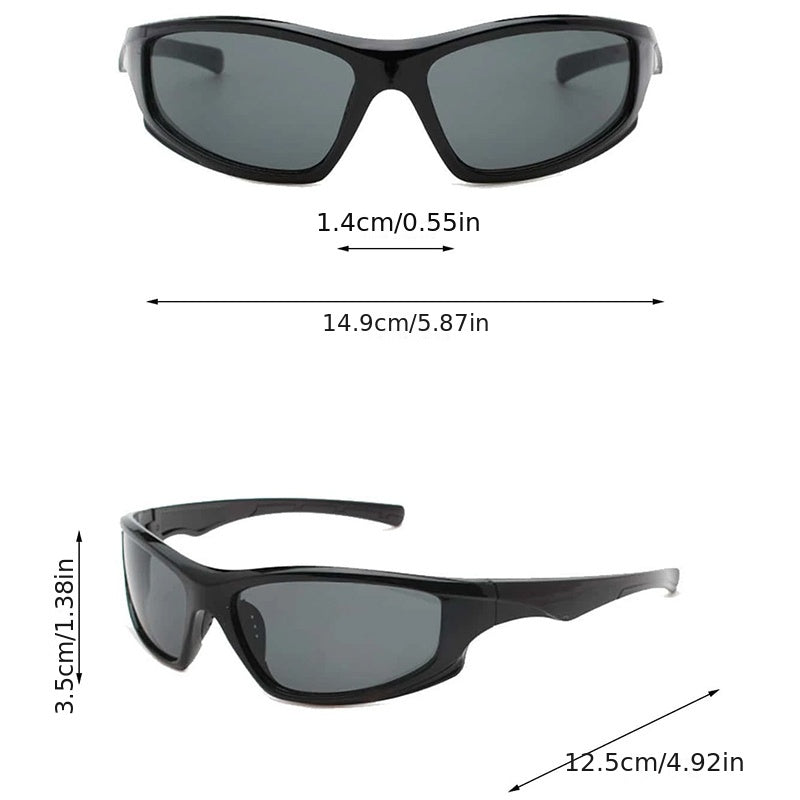 2pcs Wrap Around Sports Fashion Glasses For Women Men Y2K Mirrored Outdoor Sun Shades For Driving Hiking Travel