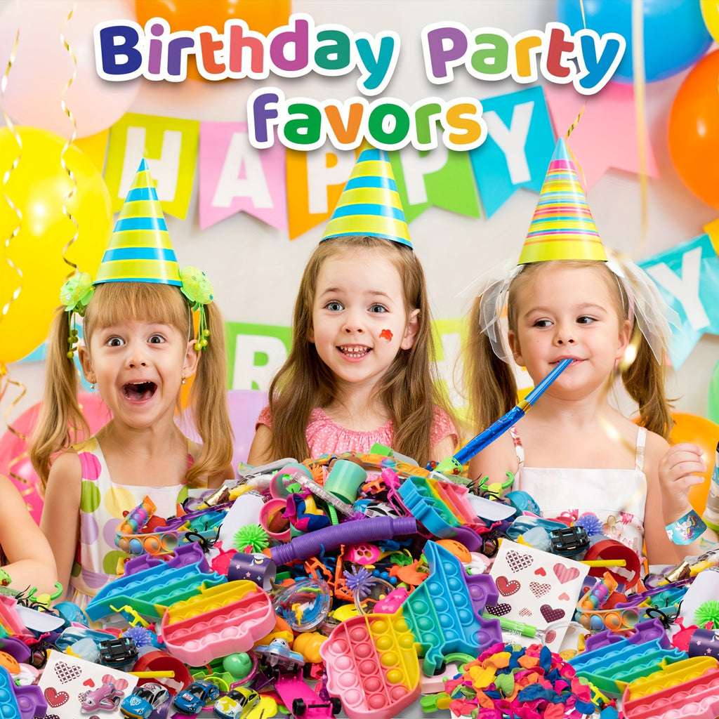 600 PCS Sensory Fidget Party Toys Pack Balls, Rainbow Springs, Wacky Tracks, And More  With Random Colors -