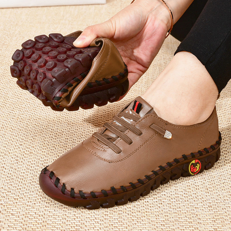 Women's / Round-Toe Flat Shoes with Spoils Accent - Casual Comfortable All-Season Sneakers, PVC Sole & Soft, Breathable for Square Dance, Casual Attire -  Upper (North America/Europe Style)