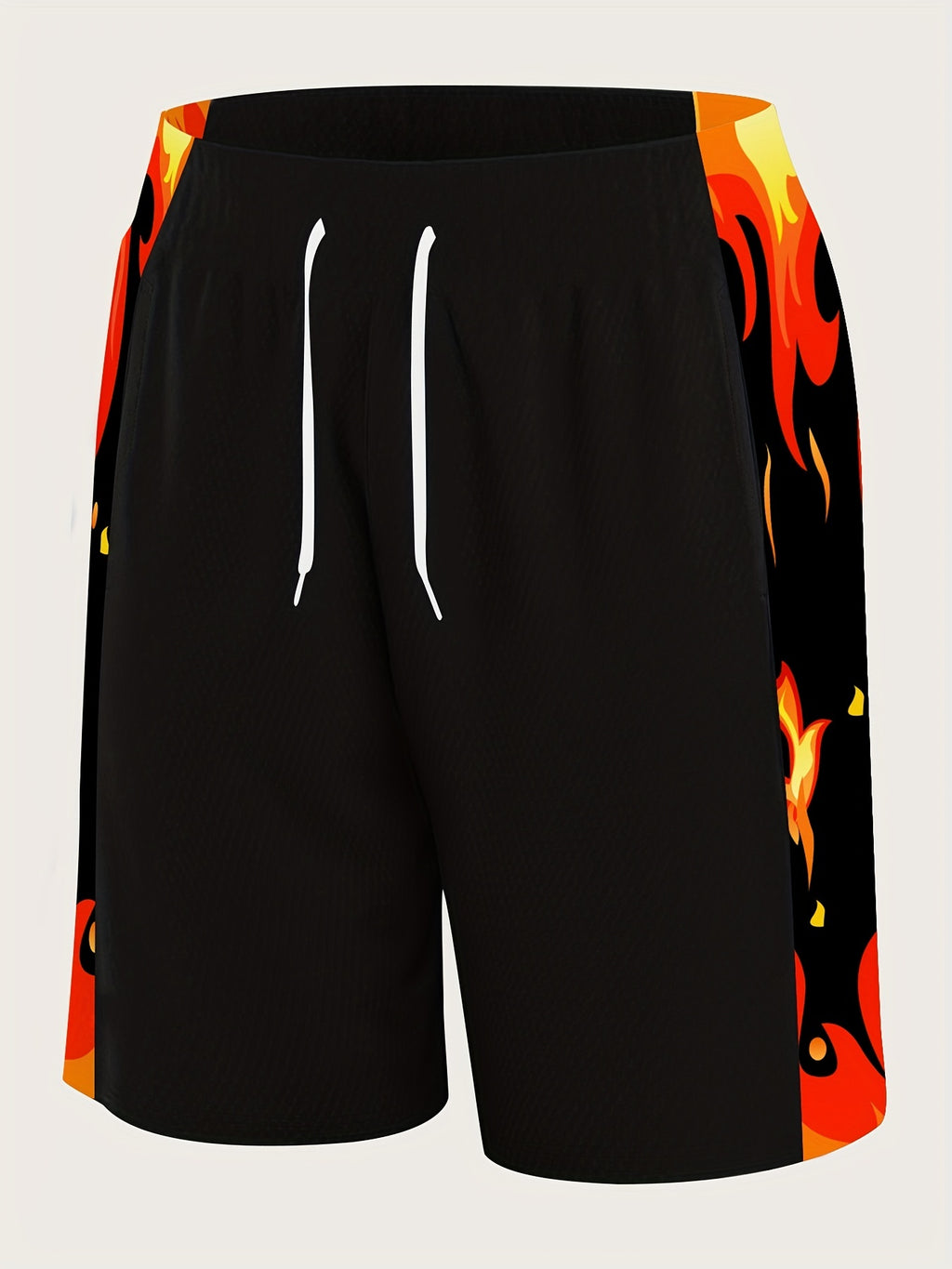 3-Pack Men'S Plus Size Athletic Shorts, Polyester Knit, Sports Style, Loose Fit, Random Print, Drawstring, Pockets, with 150g/m² Lightweight Fabric