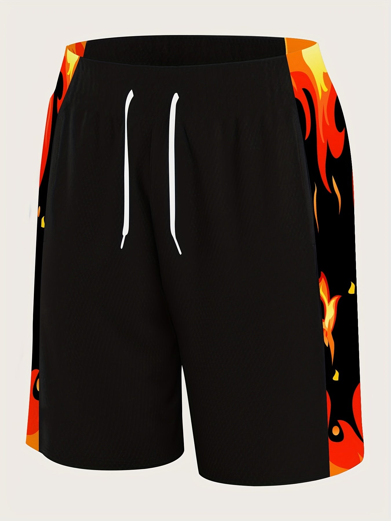 3-Pack Men'S Plus Size Athletic Shorts, Polyester Knit, Sports Style, Loose Fit, Random Print, Drawstring, Pockets, with 150g/m² Lightweight Fabric