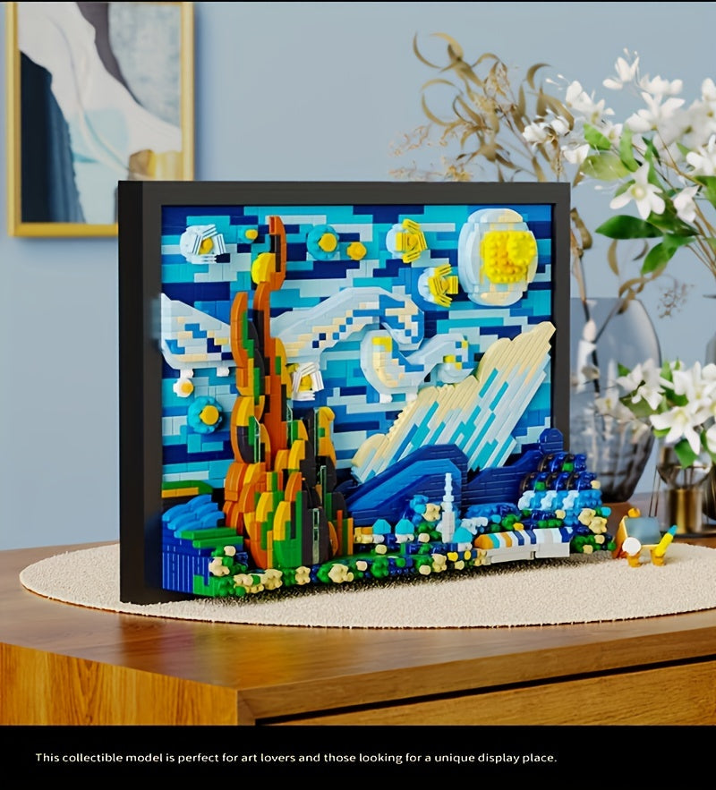 1731pcs 3D Starry Night Building Blocks Set for Adults - Reproductions Of Famous Paintings, ABS Material Toys,