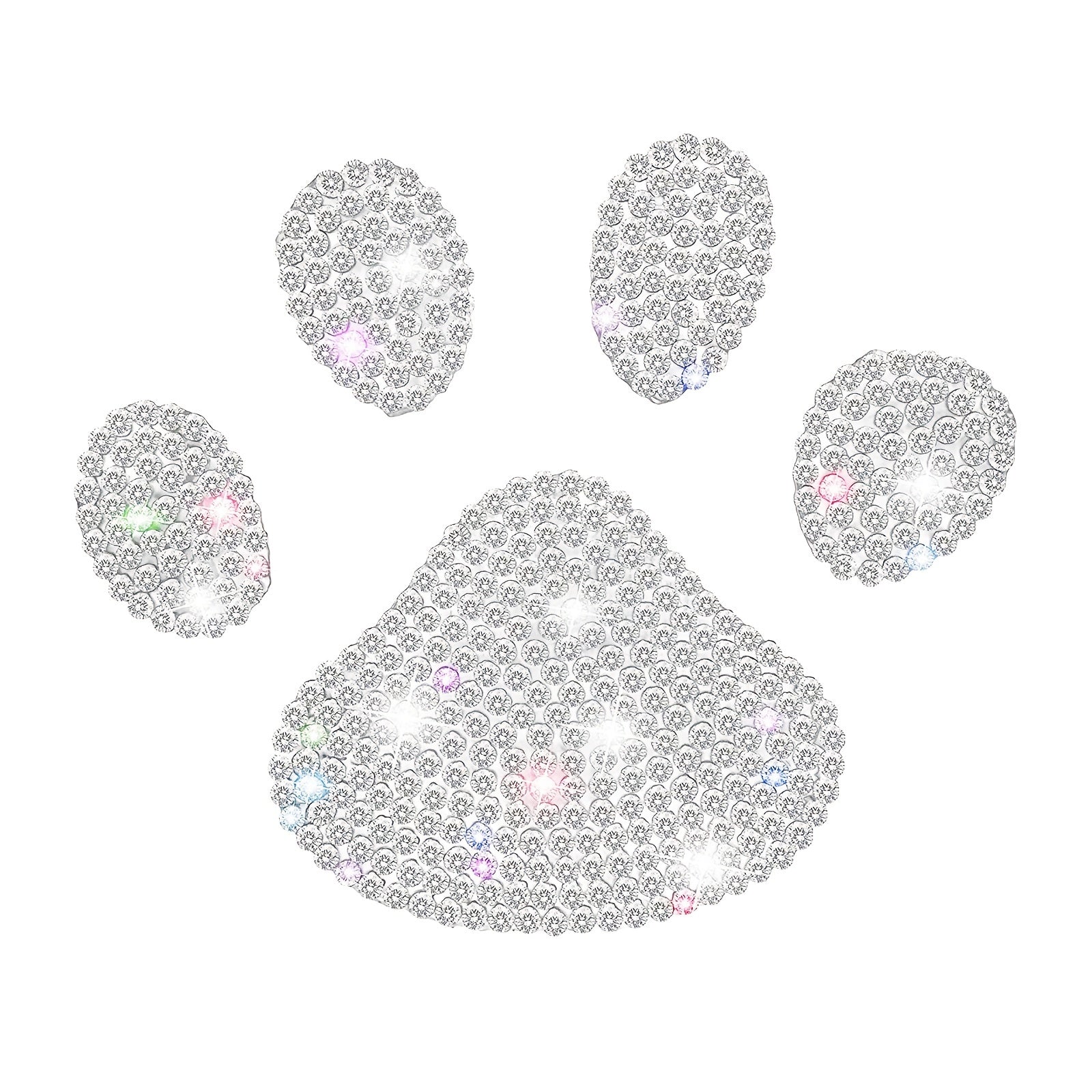 Sparkling Dog Paw Print Rhinestone Car Decal - Multicolor Glass Bling Sticker for Vehicle Interior, Fits Various Models, Cute Car Accessories
