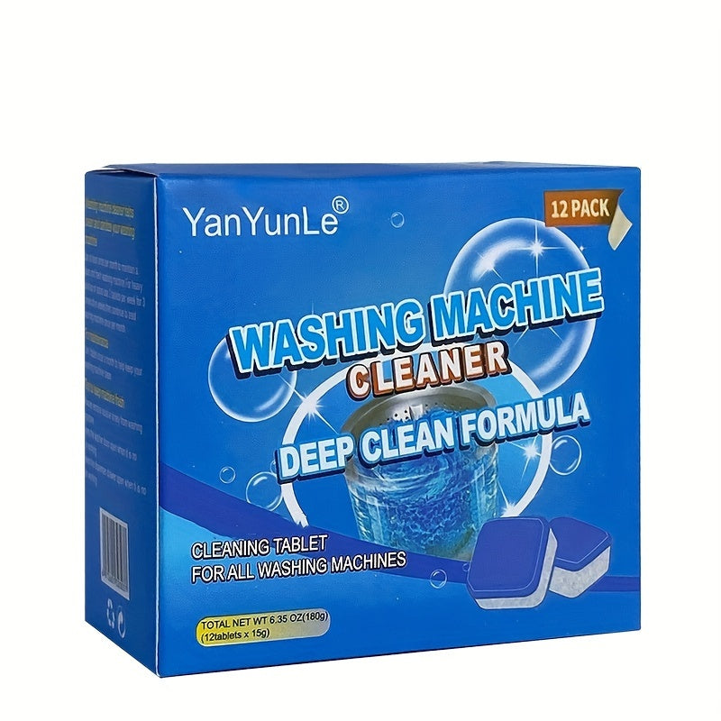 12pcs, Washing Machine Slot Cleaner, Washing Machine Cleaning Effervescent Tablets, Strong Descaling Deodorant Effervescent Tablets, Effervescent Cleaning Tablets To Remove Stains, Cleaning Supplies