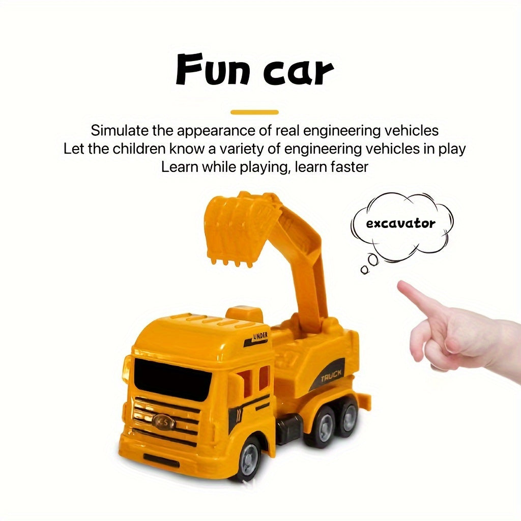 8pcs Inertia Pull-back Excavator Combination - Perfect Christmas & Holiday Gifts for Kids -  Construction Vehicles Toys -  Suitable for Ages 3+ - Ideal Gift for Boys & Girls