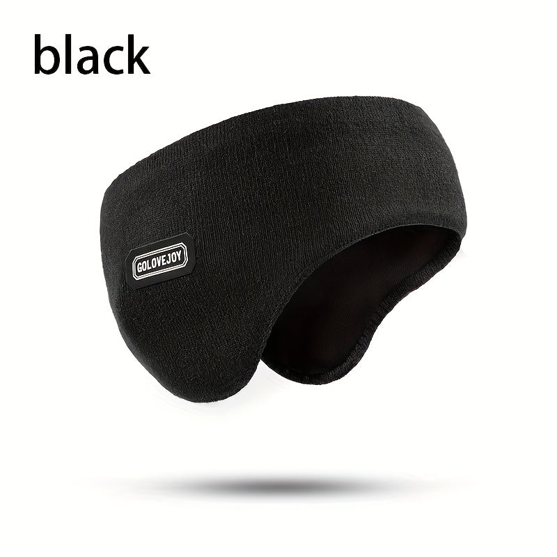 Men'S Boho Style Winter Ski Earmuffs, Outdoor Sports Cycling Windproof, Double Warm Headmuffs, Polyester Knit Fabric