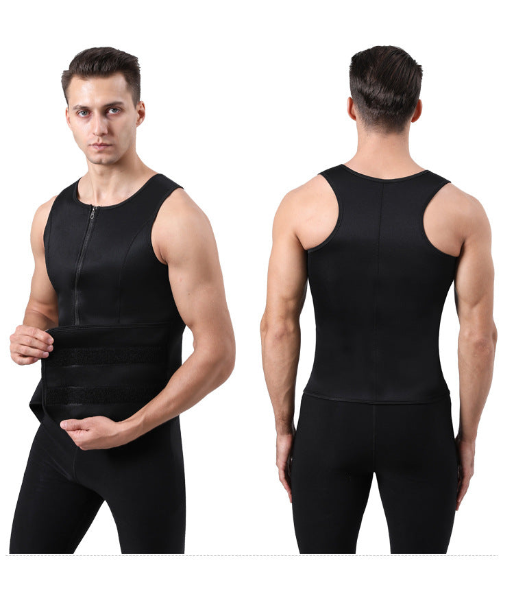 TKPARK Men's Adjustable Compression Tank Top & Waist Trainer - High-Elasticity Workout Shirt