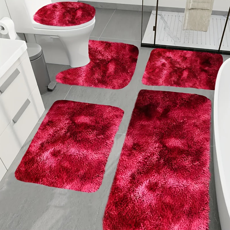 A Set of 5 Tie-Dye Bathroom Mats, Featuring 5 Universal Soft Long-Haired Rugs That Are Absorbent, Non-Slip, Thick, Machine Washable, And Quick-Drying, Making Them Perfect for Bathroom Decor, Bathtubs, Toilet Floors, And Showe