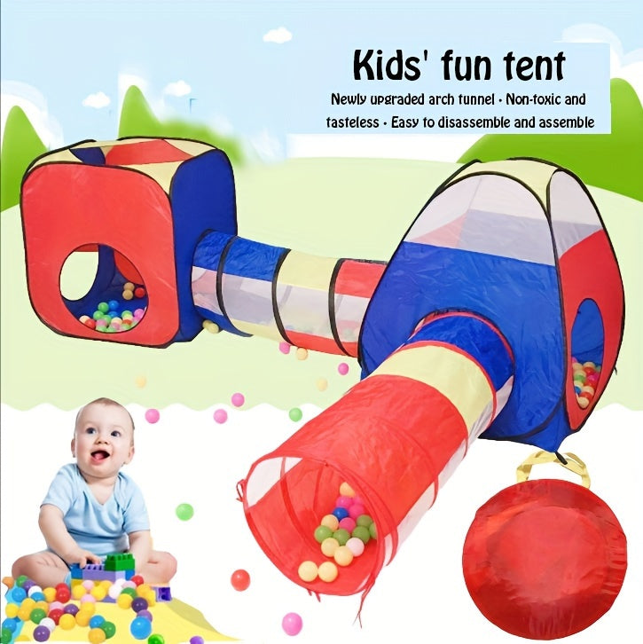 4pcs Colorful Pop-Up Play Tent & Tunnel Set for Youngsters - Non-Toxic, Easy Assembly, Indoor/Outdoor Funhouse with Storage Bag - Ideal Birthday Gift for Boys & Girls, Youngsters-Friendly, Red & Blue, Kid Toys