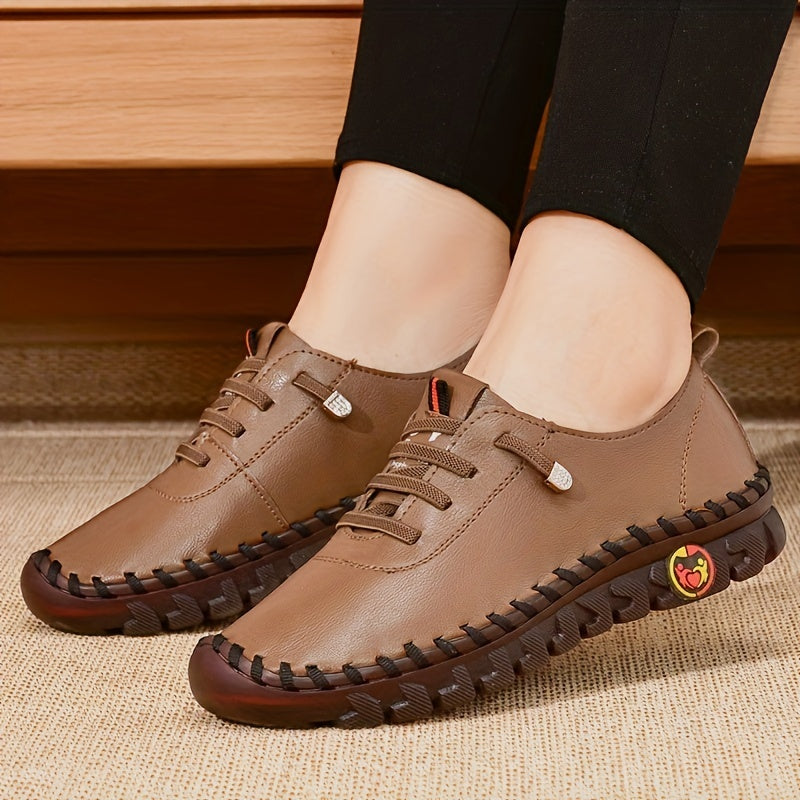 Women's / Round-Toe Flat Shoes with Spoils Accent - Casual Comfortable All-Season Sneakers, PVC Sole & Soft, Breathable for Square Dance, Casual Attire -  Upper (North America/Europe Style)