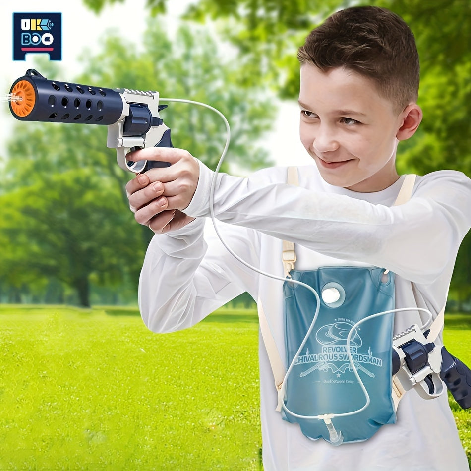 Revolver Electric Backpack Double Gun Can Continuously Shoot Summer Fall Pool Beach Park Family Friends Interactive Toys With Battery