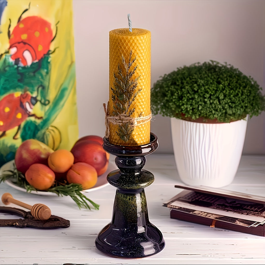 4pcs 100% Beeswax Candles Gift Box Set of 4 Natural Hand Rolled Pillar Candles for Gift And Home Decor,With Honeycomb Texture for Gift And Candle Decor