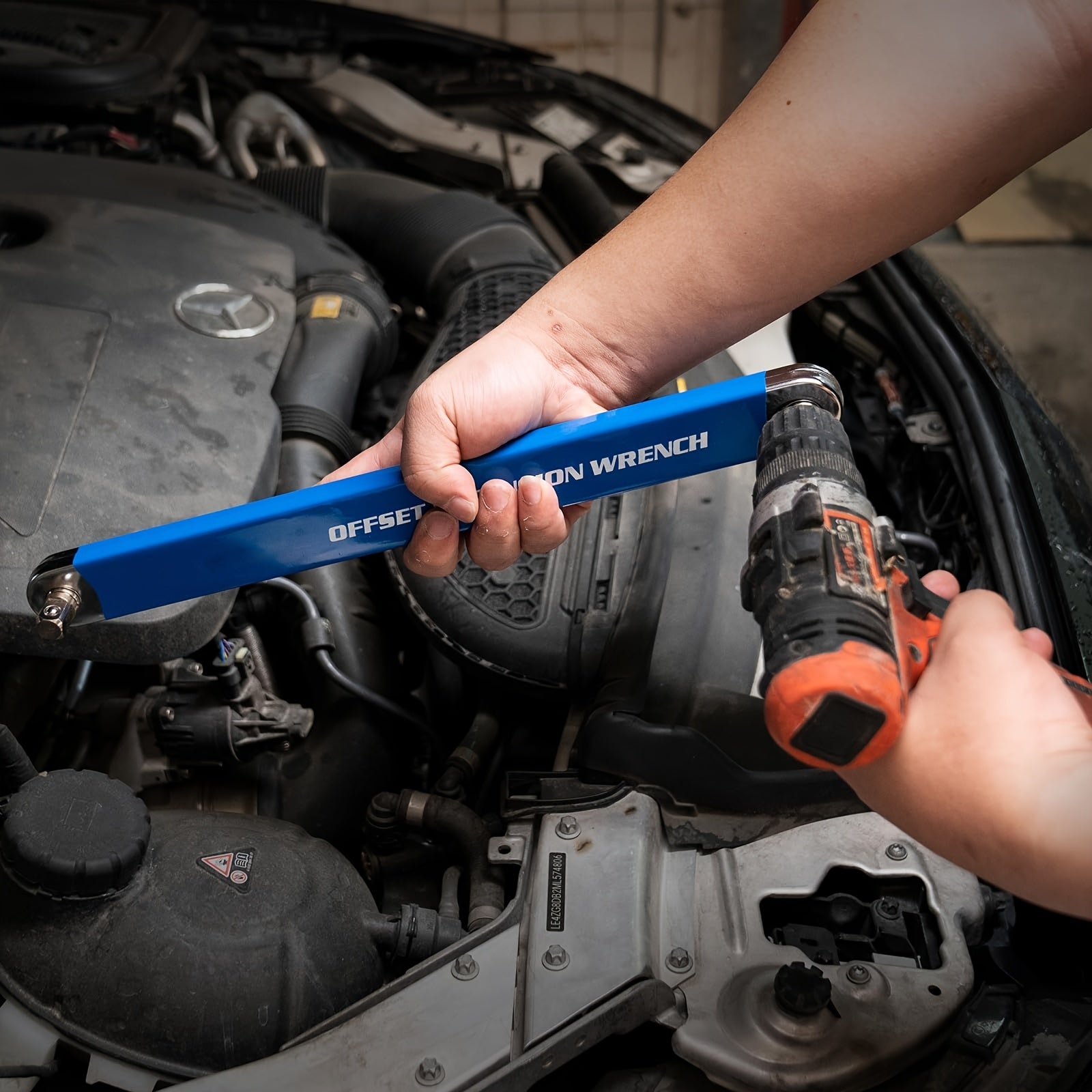 Heavy-Duty 15-Inch -Ready Offset Extension Wrench Set with 4 Adapters (1/4"/3/8"/1/2"/3/8" Drive)