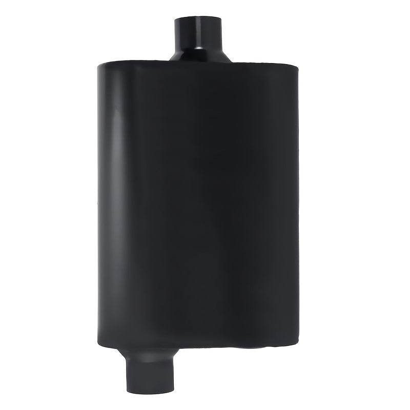 Universal Mufflers Dual Chamber, Offset Inlet Center Outlet.Performance Automotive Muffler Exhaust. 2 Chamber Performance Race Muffler Resonator Anti-corrosive 18" Overall (Silver & Black & Red)