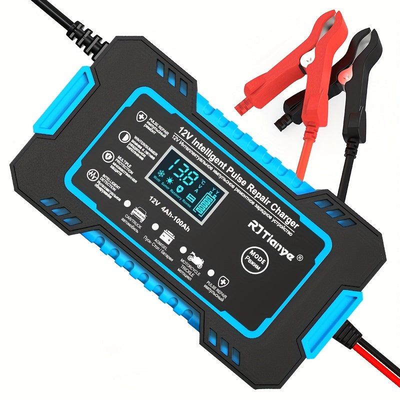 Car Battery Charger, 12V 2Ah-100Ah Smart Battery Trickle Charger Automotive Battery Maintainer Desulfator with Temperature Compensation