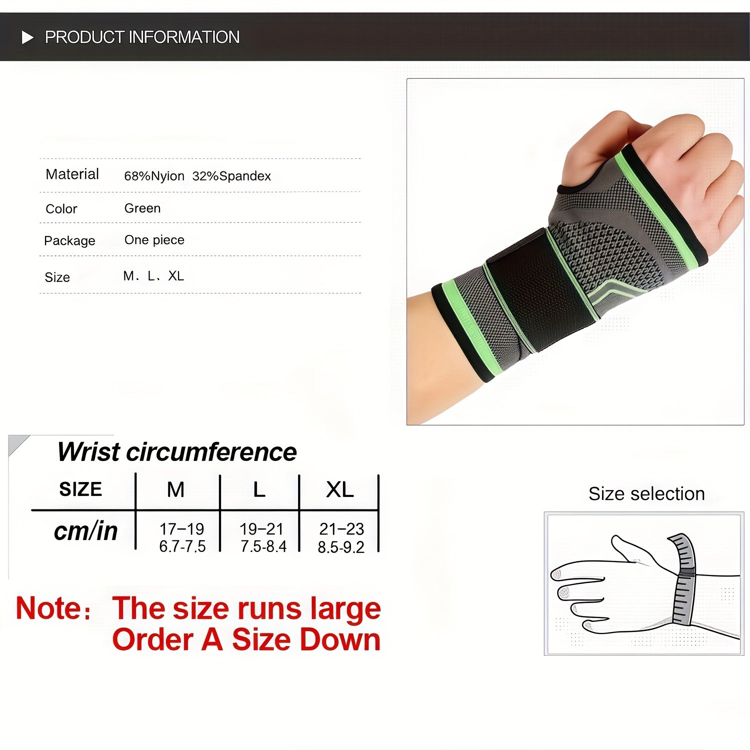 1pc Adjustable Wrist Brace - Wrist Compression Wrap