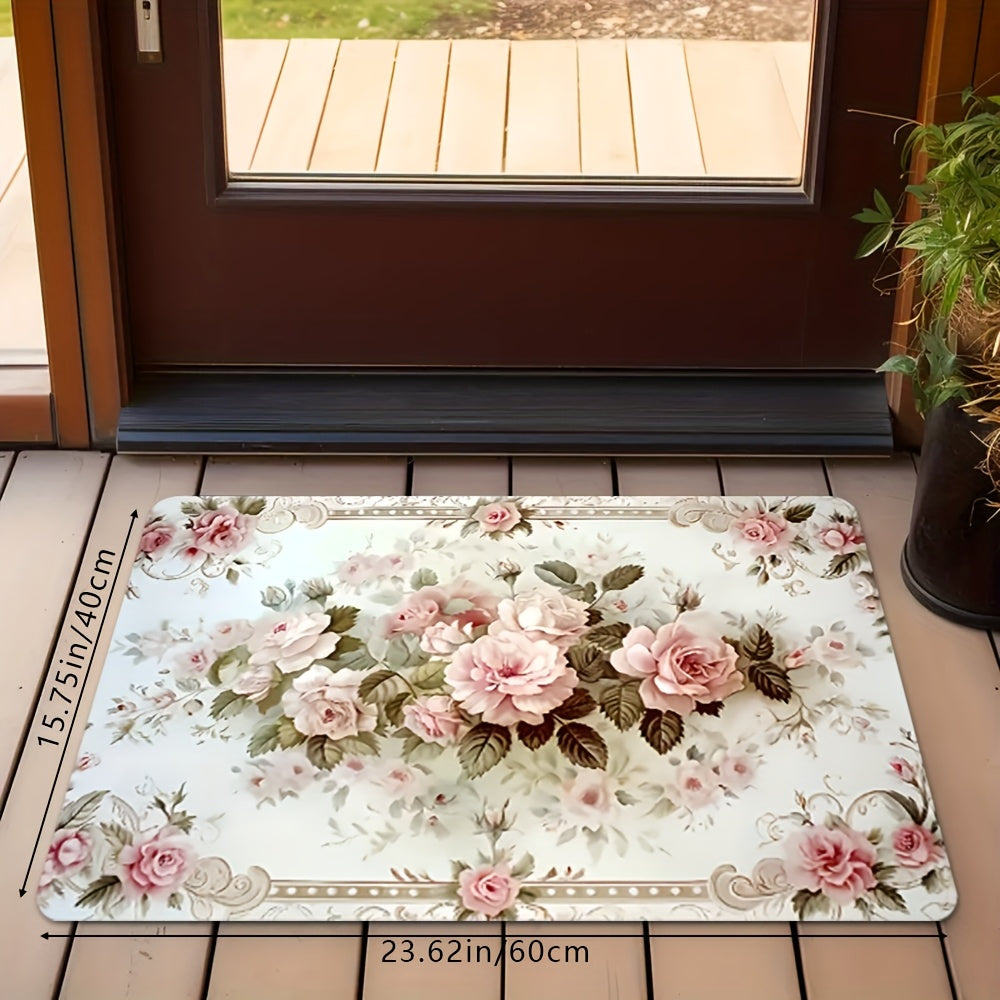 Set of 2 Or 3pcs, Soft Sponge Absorbent Non-Slip Kitchen Rugs with Pink Floral Designs for Spring And Summer, Machine Washable Bathroom Mat Set, Suitable for Bedroom, Kitchen, Living Room, And Bathroom Entryway Mats, Versatil