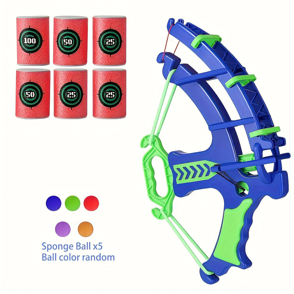 12pcs Blue & Green Interactive Bow and Arrow Game Set with Colorful Balls - Educational Soft Bullet Target Toy for Indoor/Outdoor Family Fun & Parent-Youngsters Bonding, Toys And Games