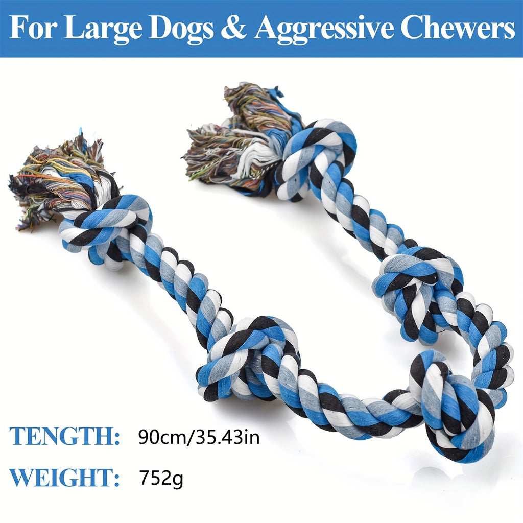 Durable Polyester Dog Rope Toys, Tough Chewable Tug Rope, for Aggressive Chewing, Teeth Cleaning, Tether Ball for Large Breeds, Heavy-Duty Play and Exercise
