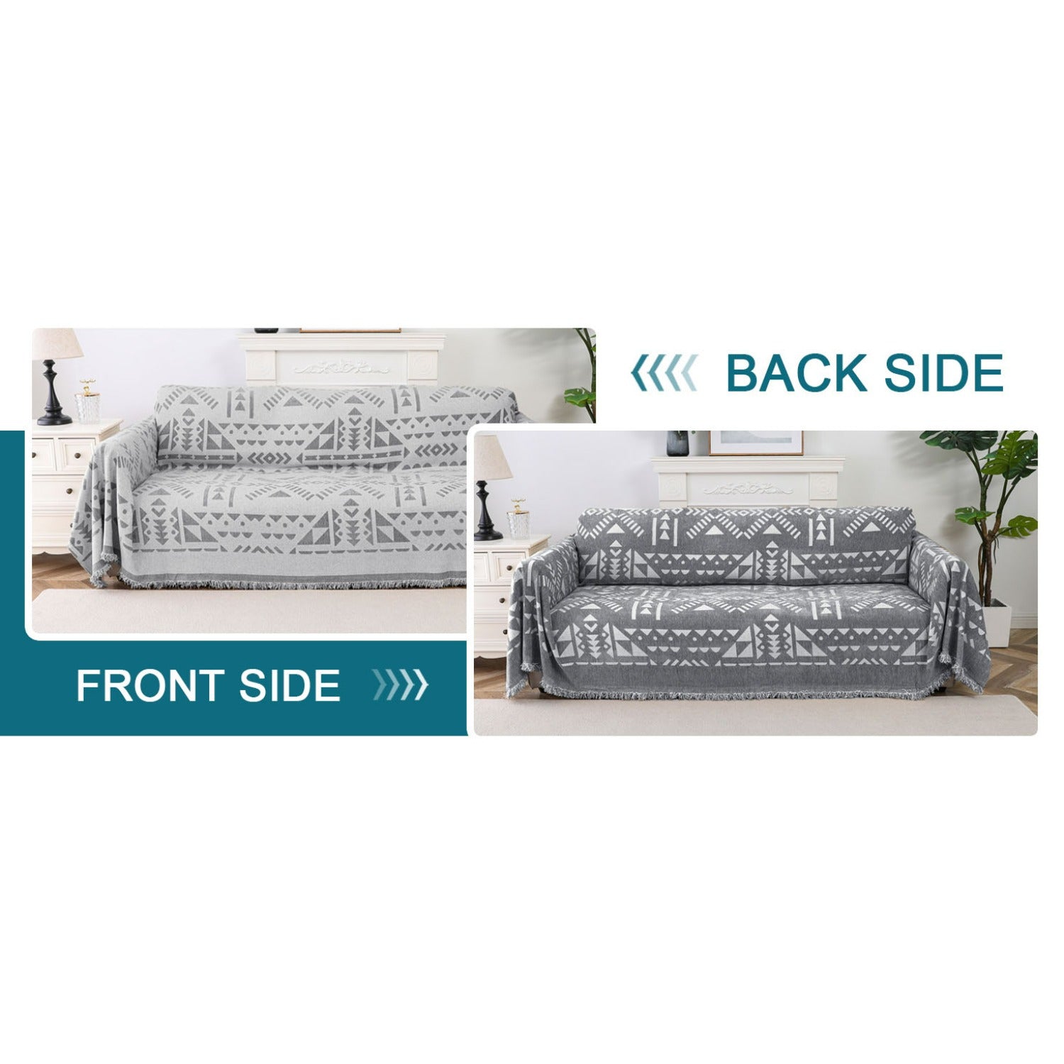 1pc Boho Chenille Couch Cover Sofa Covers for Dogs Gray Throw Couch Cover for Cushion Couch Sofa Slipcover Couch Covers for Sectional Couch Protector Cover PRINCEDECO