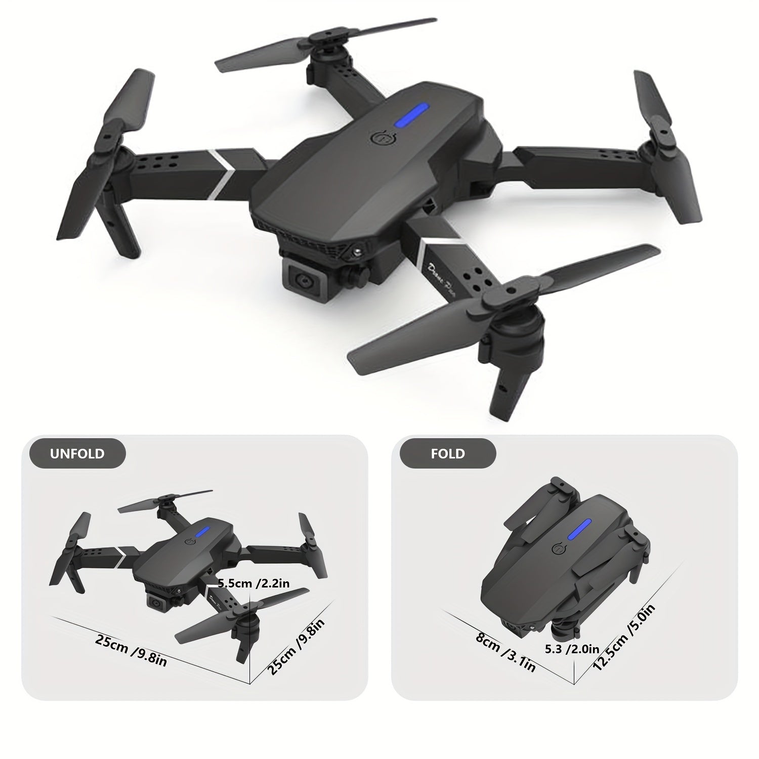 E88 Drone With Dual Batteries Equipped With Dual Cameras, Mobile Application Control, Indoor Flying Toys, Halloween/Christmas/New Year Gifts