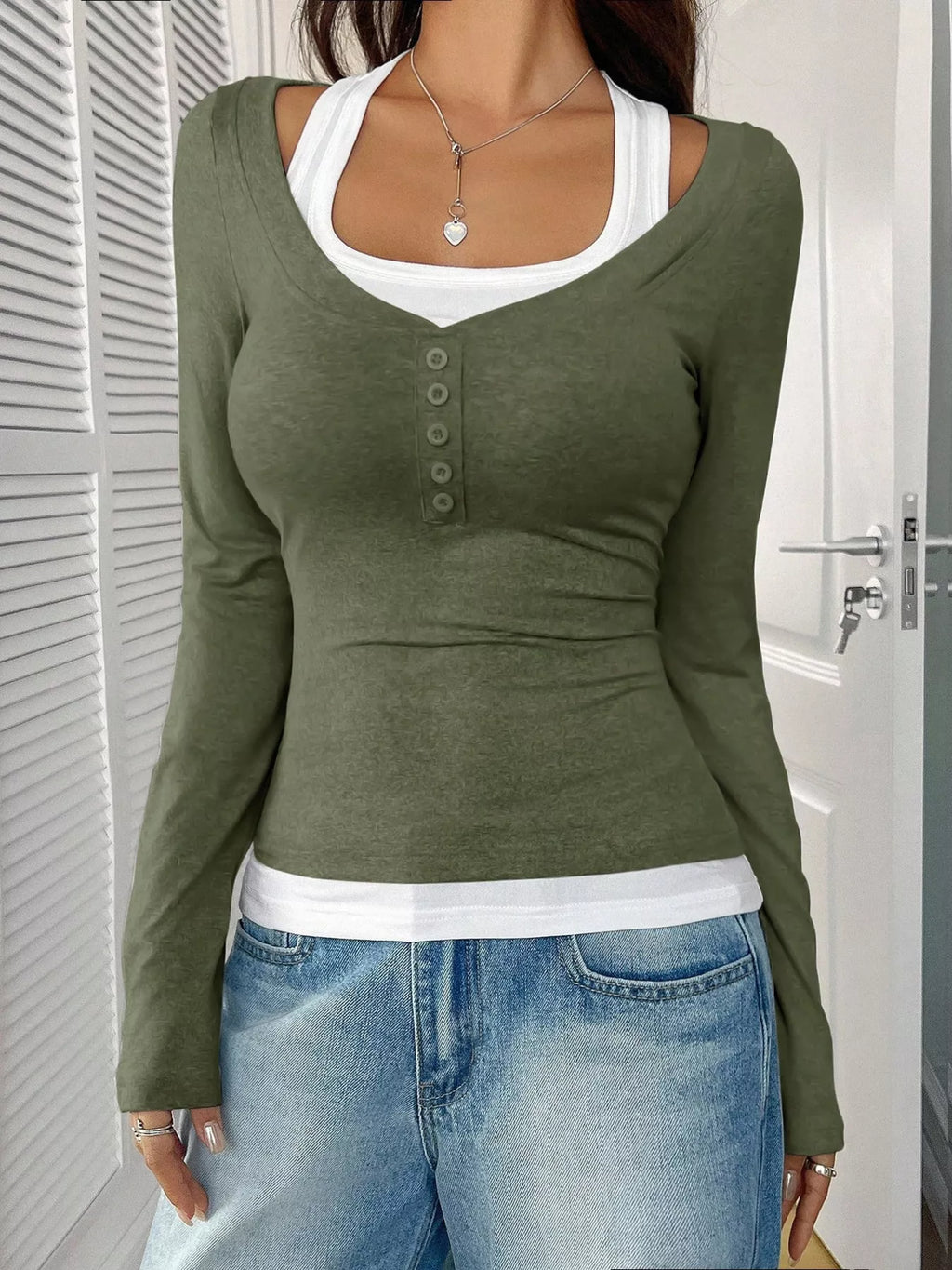 Scoop Neck Womens Long Sleeve T Shirt
