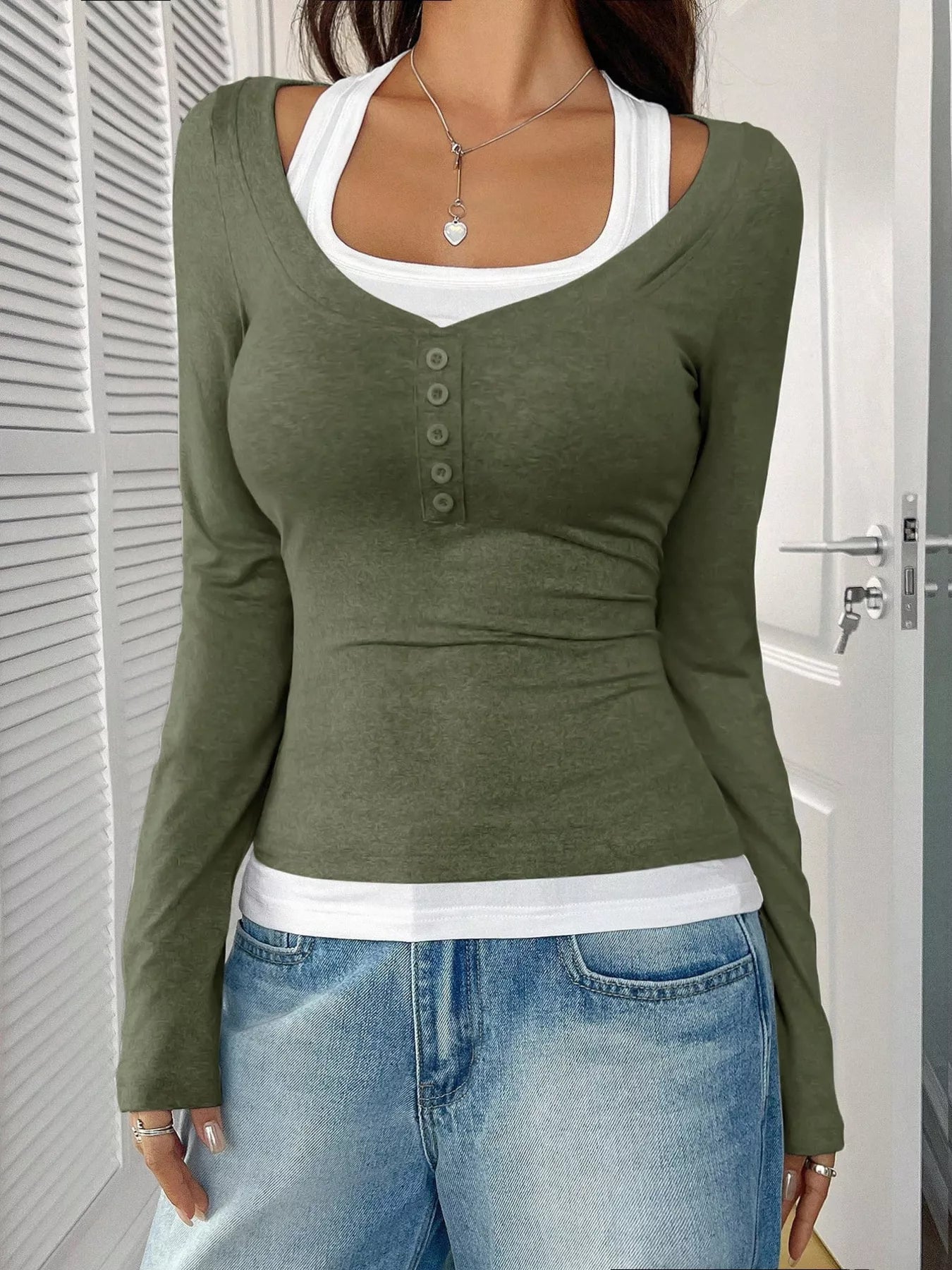 Scoop Neck Womens Long Sleeve T Shirt