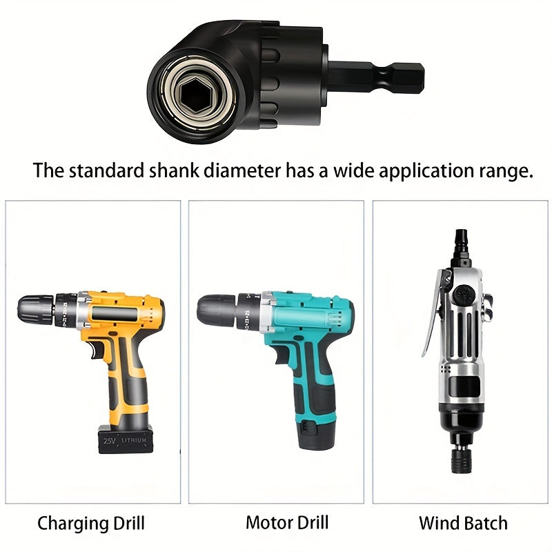 1pc 105 Degree Drill Adapter Attachment, Impact Driver Extension Hex Bit Socket 1/4" For Wrenches And Drills, Charging Screwdrivers Or Manual Wrenches