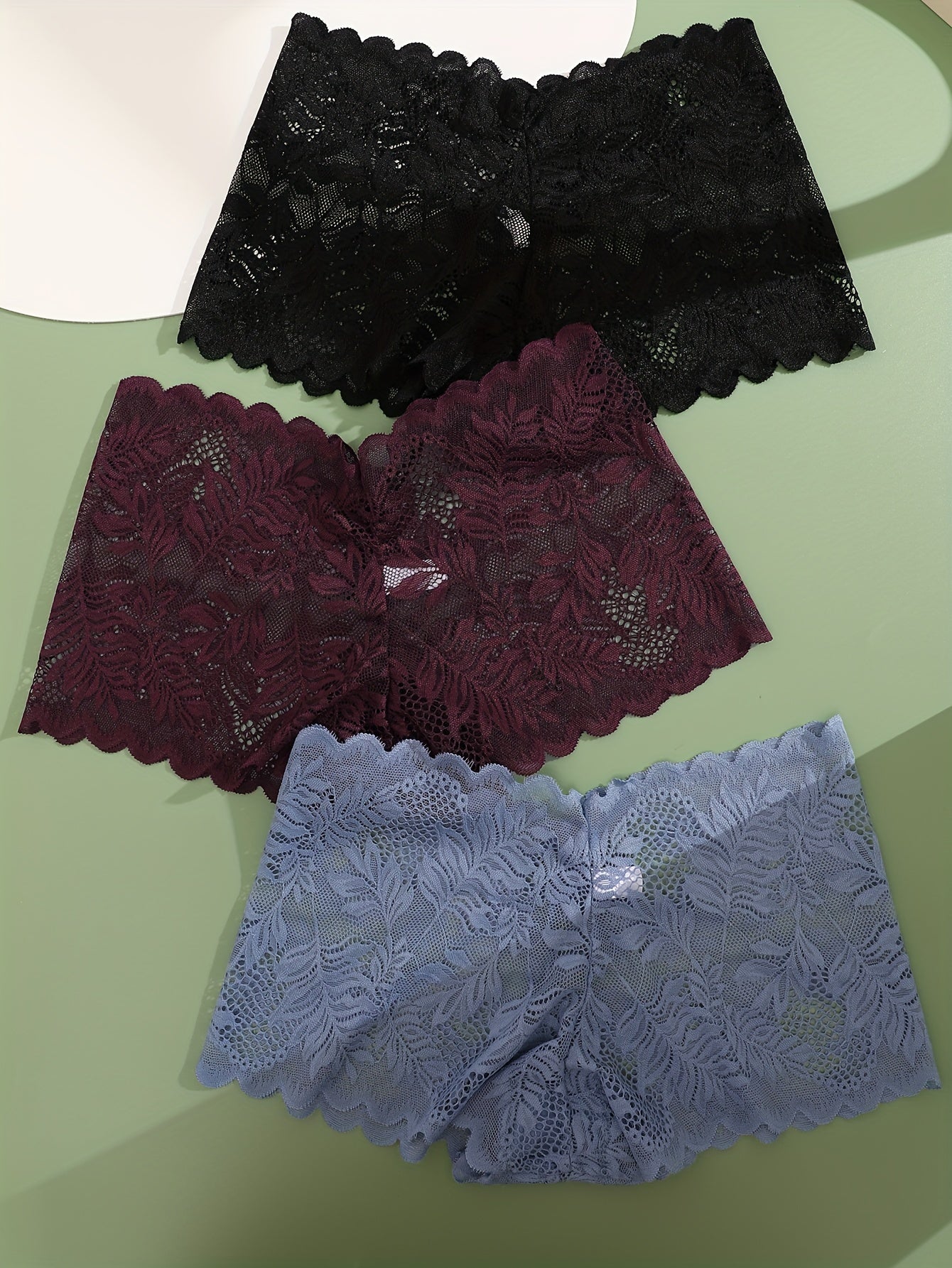 [Sexy Low Waist] Women's Sexy Low Waist Panties | 3pcs Set | Contrast Lace