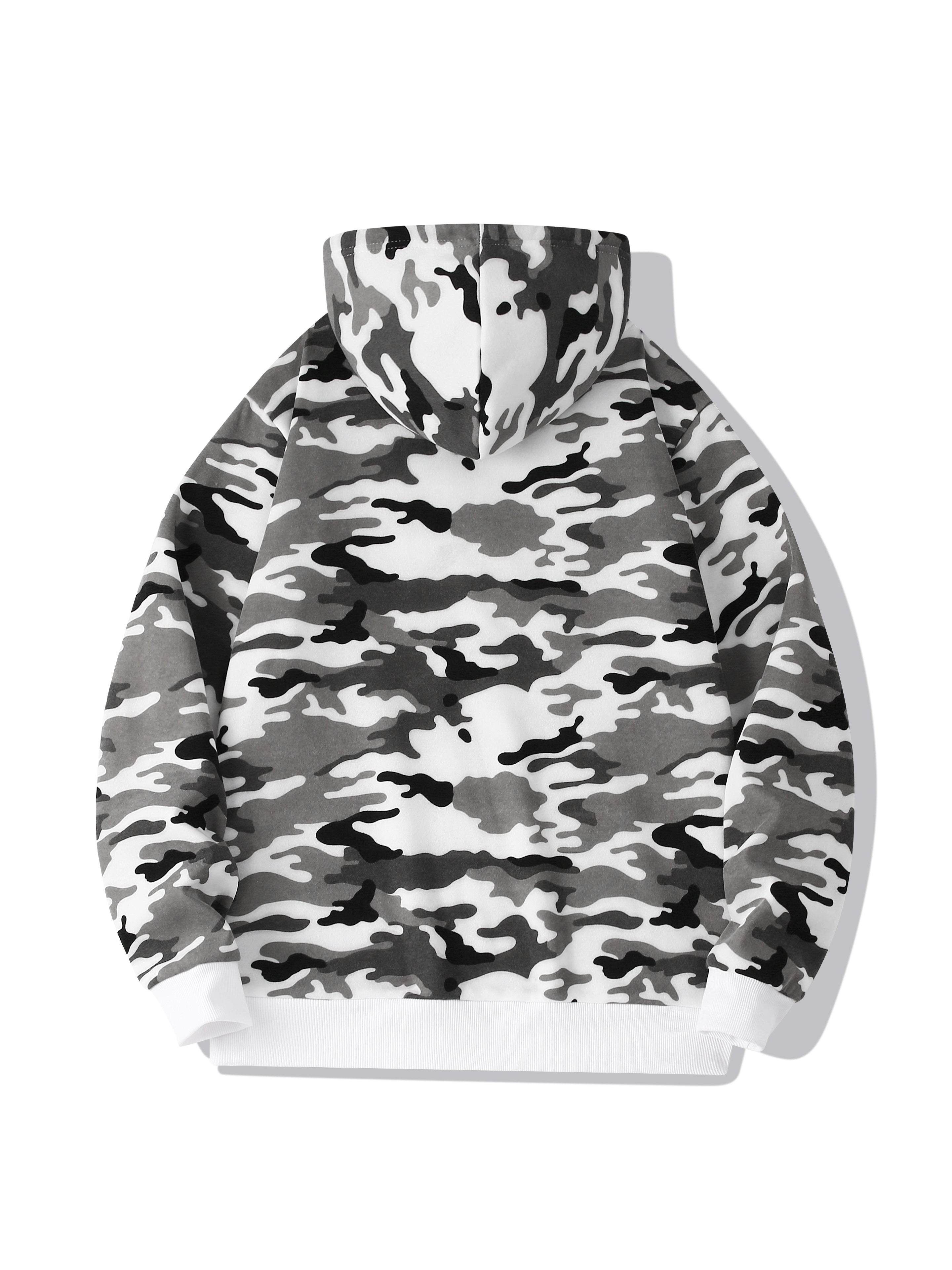 [Camouflage Sweatshirt] Autumn Winter Hooded Men's Camouflage Loose Pullover Fleece Sweatshirt | Fleece, Hooded