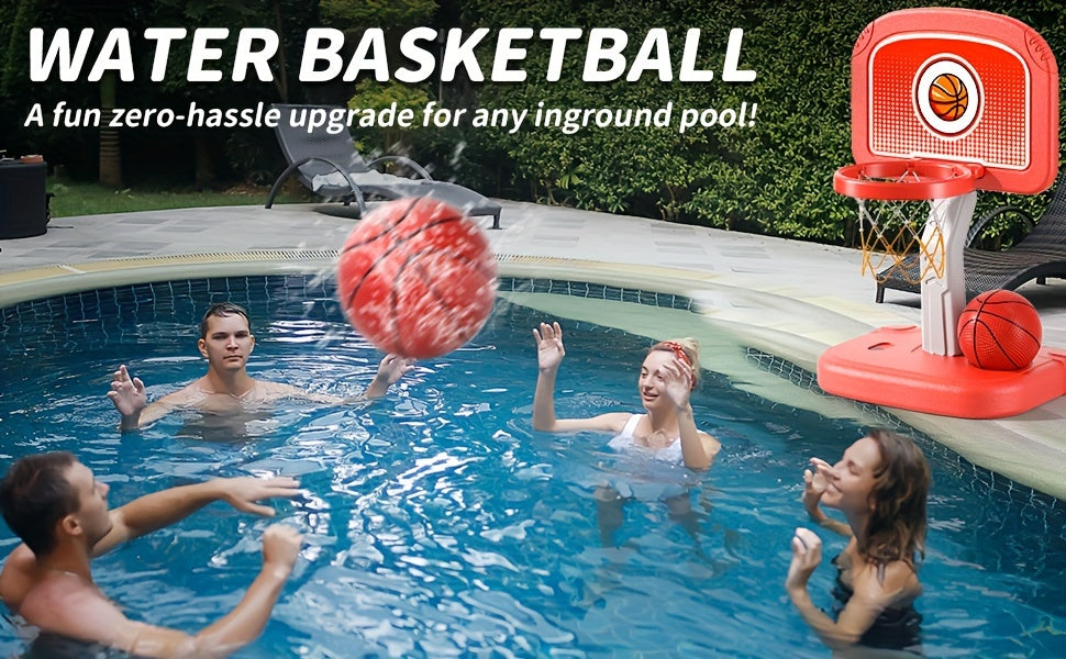 Swimming Pool Basketball Hoop Outdoor Toys with 4 Balls, Basketball Hoop Indoor Outdoor Toys Gifts for 3 4 5 6 7 8-12 Year Olds Boys Kids