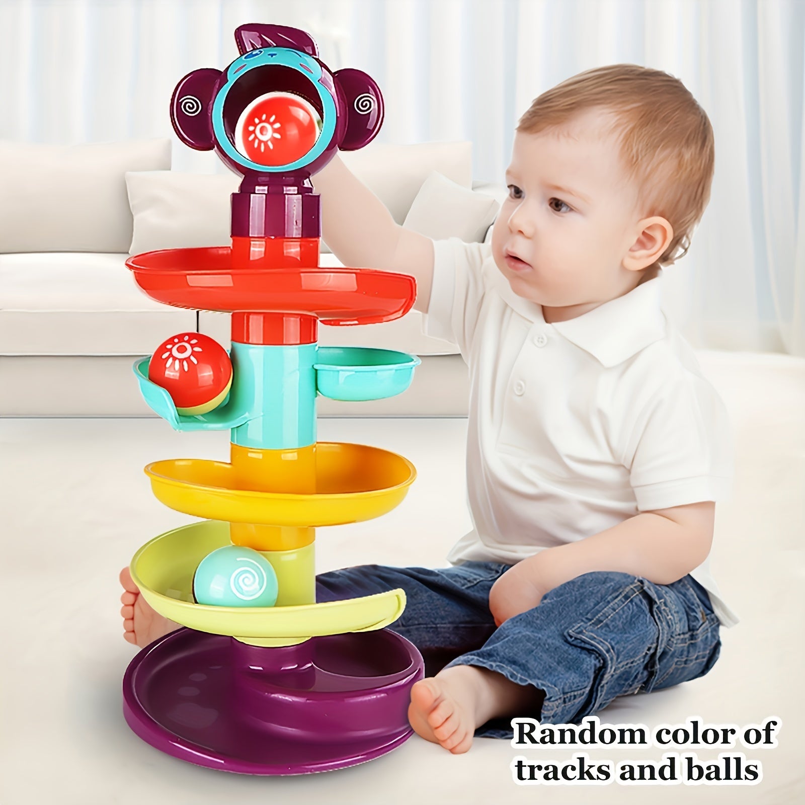Educational Fun Track Slide Ball Tower, Rolling Ball Early Education Toys, Stacking Turn Ball, Funny Holiday And Birthday Gift