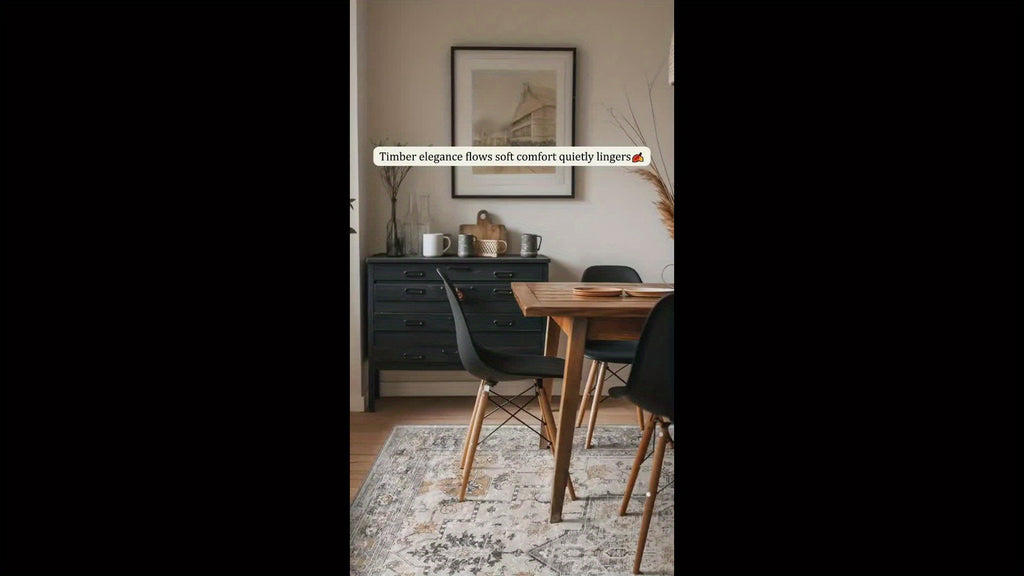 Area Rugs for Living Room, Machine Washable Non Slip Vintage Retro Rugs, Low Pile Lightweight Chenille Print Rug for Bedroom, Dining Room, Home Office, Light Taupe Brown