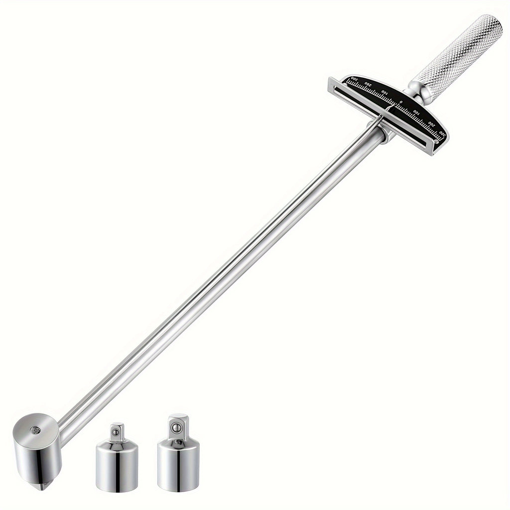 Triple Drive Beam Torque Wrench, 1/2'' Torque Wrench With 1/4'' And 3/8'' Socket Adapter Compatible With SAE And MM Bicycle And Automotive