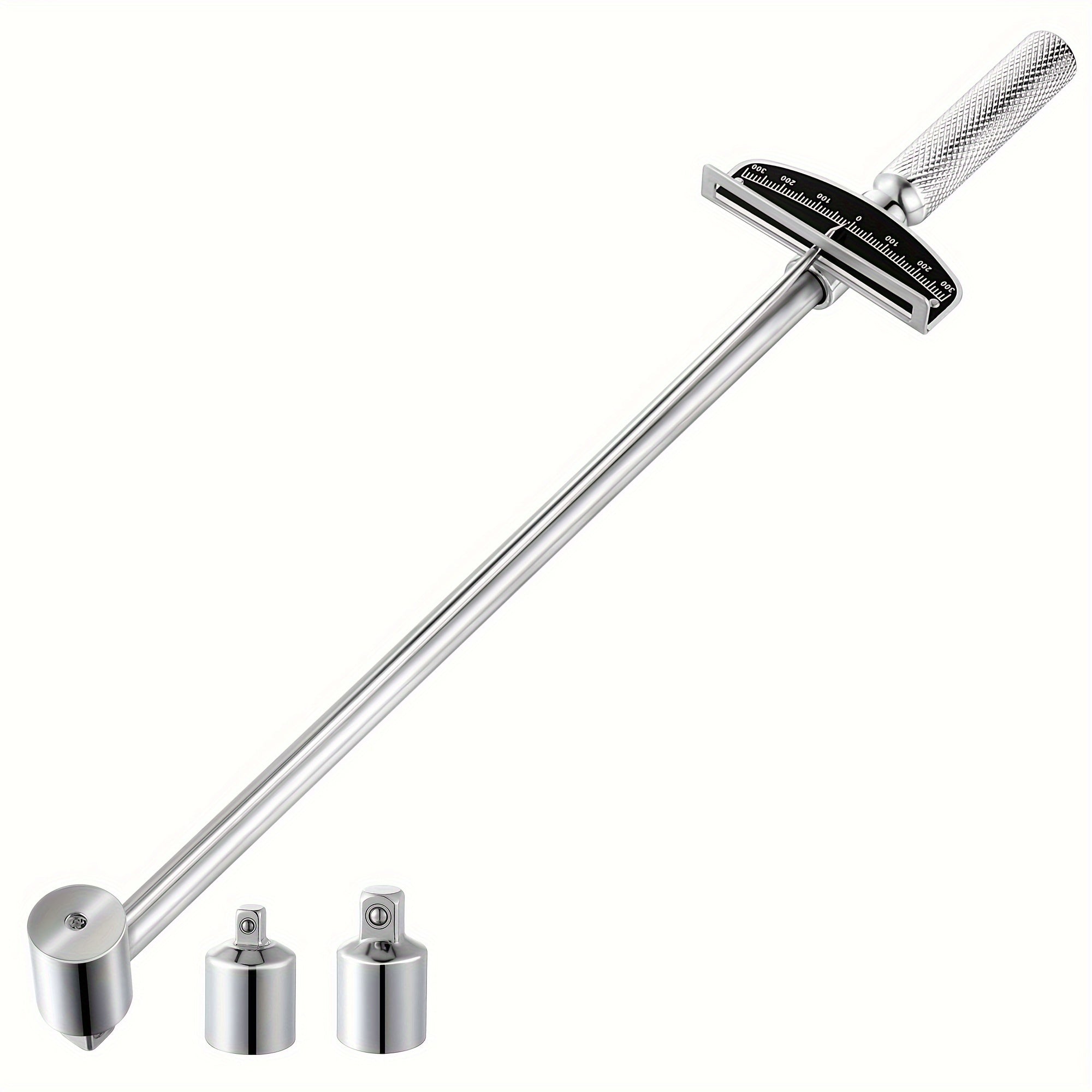 Triple Drive Beam Torque Wrench, 1/2'' Torque Wrench With 1/4'' And 3/8'' Socket Adapter Compatible With SAE And MM Bicycle And Automotive