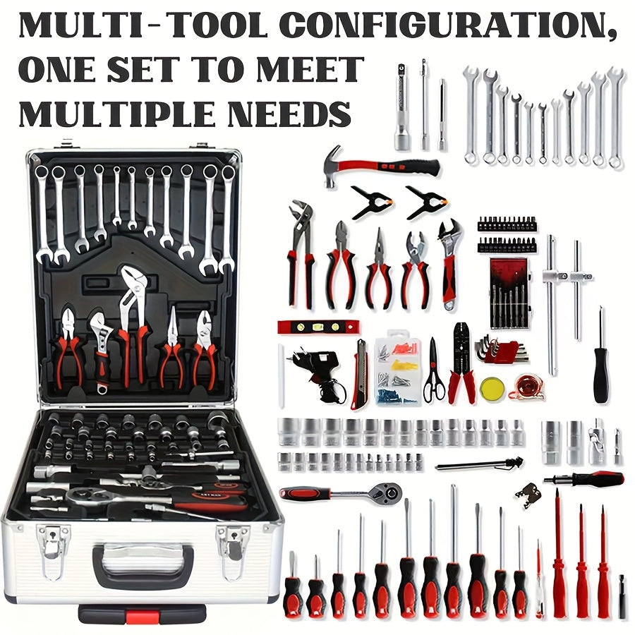 899/52+1 Tool Set, Portable 4-Layer Tool Box with Wheels for Easy Pushing and Pulling, 1/4" Drive and Standard Socket, Multi-Functional Tool Box for Automotive Repair