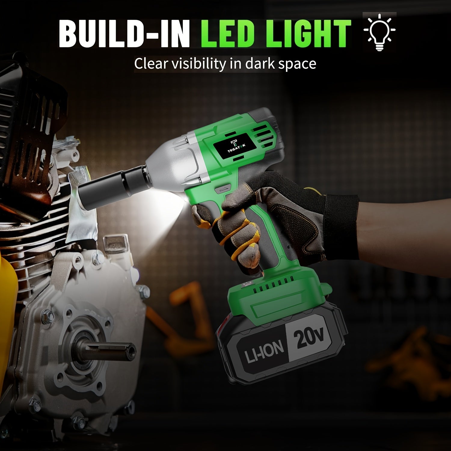 20V 4000MAH Cordless Impact Wrench And Drill Set, 3-in-1 Brushless Power