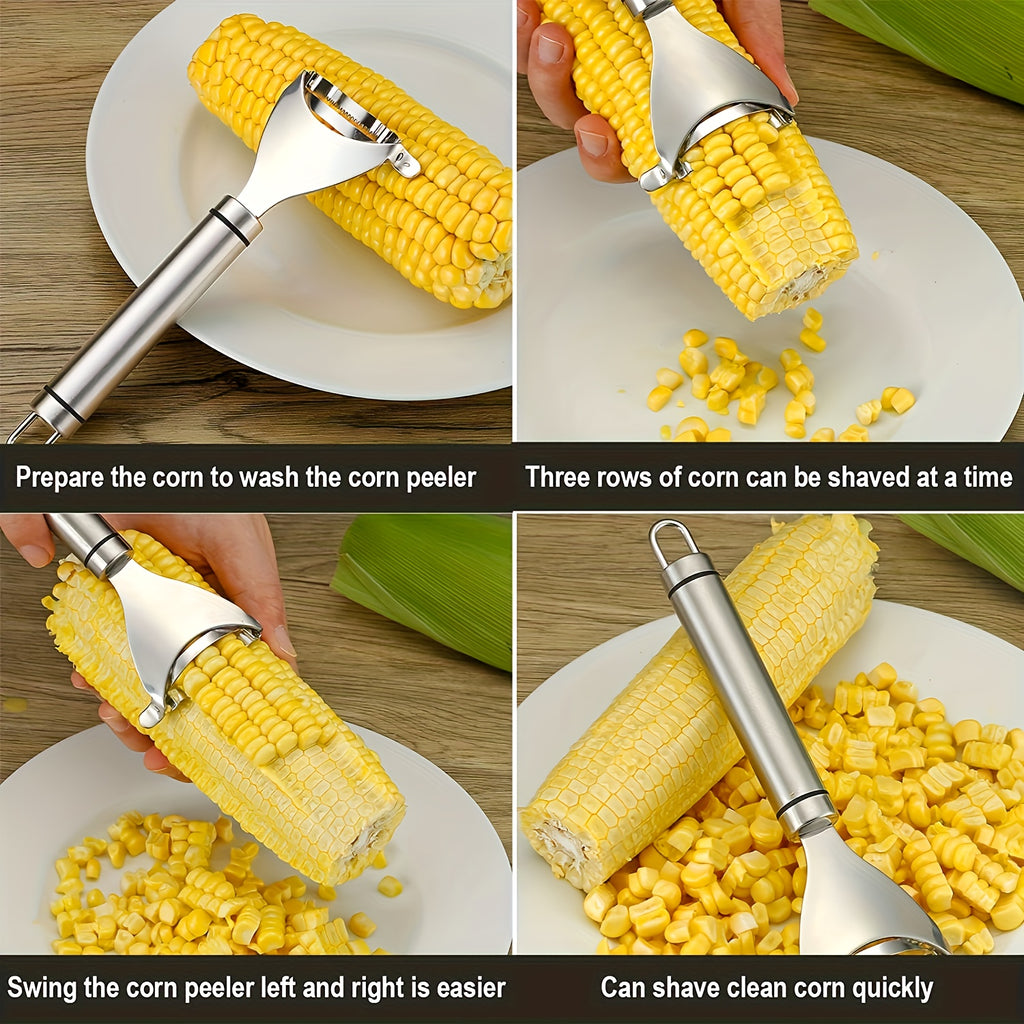 Ergonomic Stainless Steel Corn Cutter | Quick, Efficient Kernel Stripper with Comfort Grip