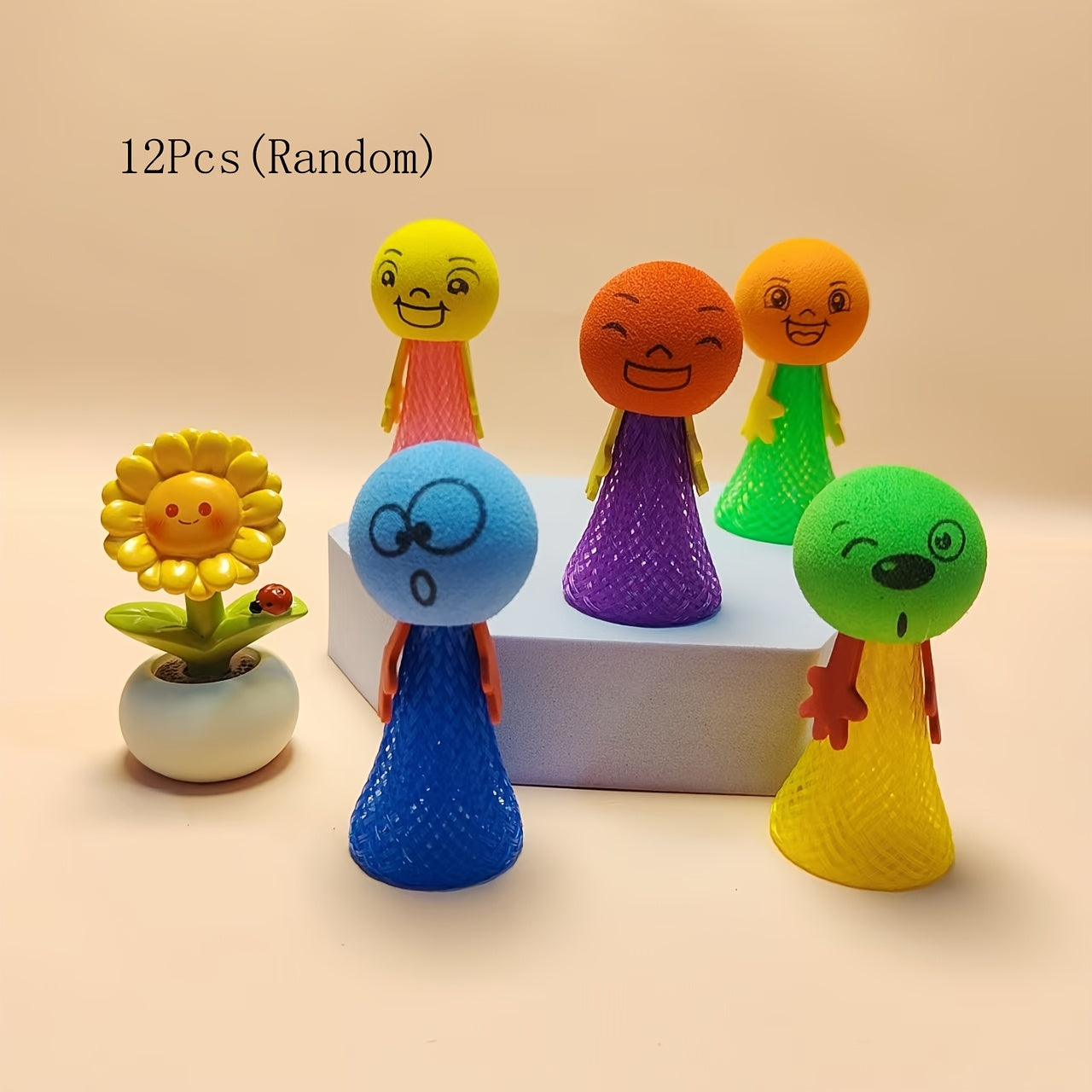 12 Pack Bounce Dolls for Kids - EVA Stress Relief Toys for Ages 6-8, Non-Electric, Featherless, Diverse Colors - Ideal for Birthday, Christmas, Halloween Party Favors and Classroom Rewards