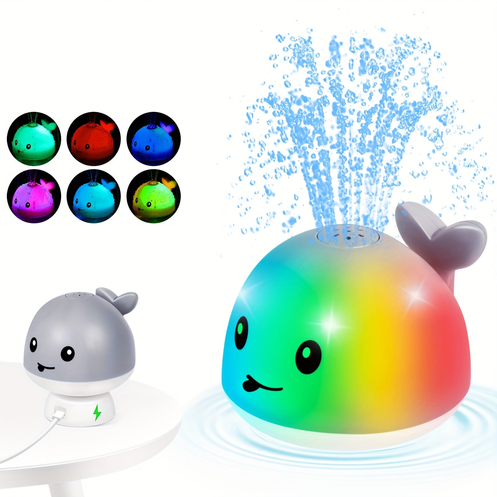 2024 Upgraded Whale Bath Toy With Charging Dock, Gigilli Rechargeable Bath Toys, Light Up Bath Fountain Toy, Spray Water Bathtub Toy Sprinkler For Kids Girls Boys Gifts