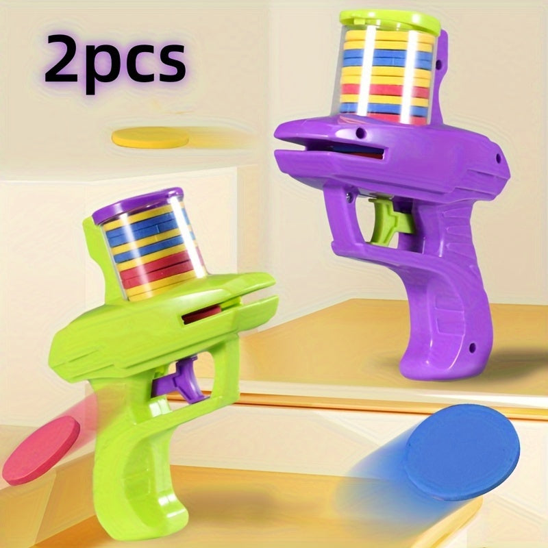 2pcs Cat Toy Gun Shooter, Interactive Cat Toy Launcher With Foam Discs - Battery-Free, Durable Plastic For Endless Fun, Fidgety Interactive Toys