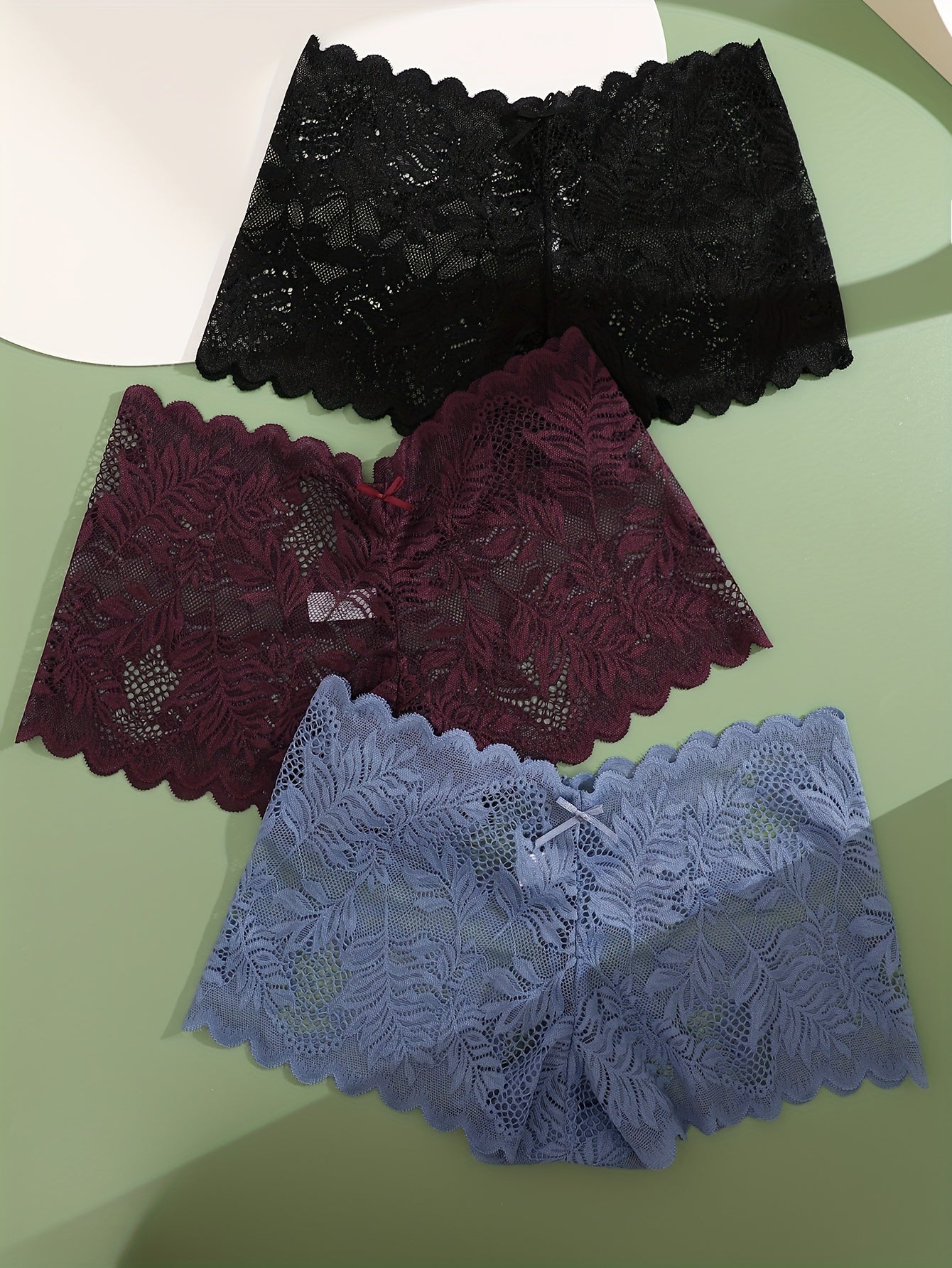 [Sexy Low Waist] Women's Sexy Low Waist Panties | 3pcs Set | Contrast Lace