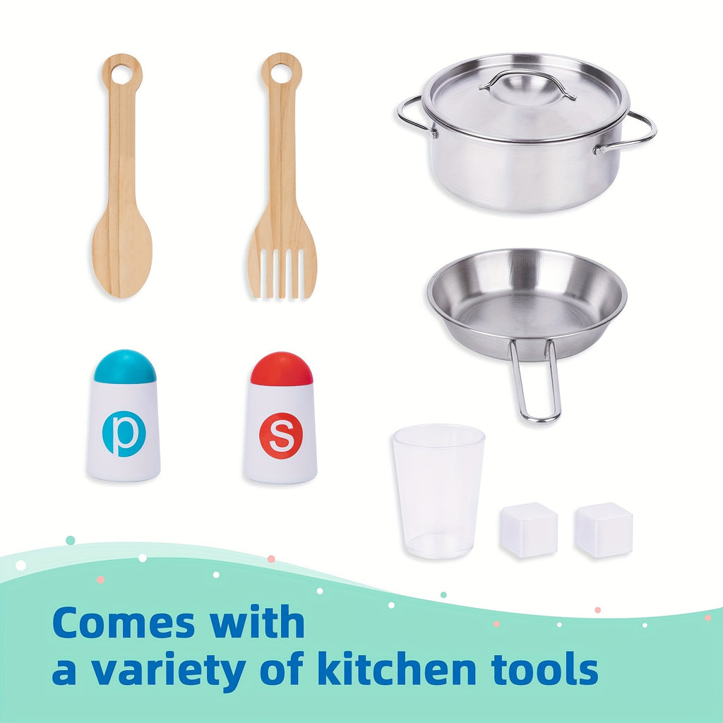 Kids Kitchen Playset, Wooden Chef Play Kitchen For Toddler With Sink, Oven, Range Hood, Stove, Ice Maker And Microwave, Prefect Kitchen Toys For Toddlers As Present