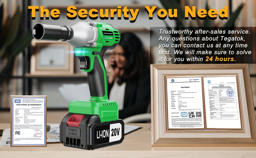20V 4000MAH Cordless Impact Wrench And Drill Set, 3-in-1 Brushless Power